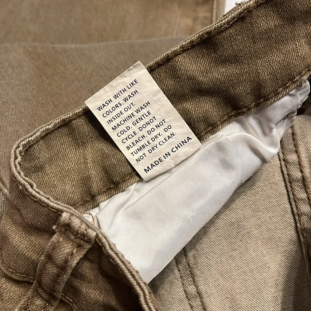NEW tan denim frayed hem flare ankle bell bottom retro vintage style jeans 12/14